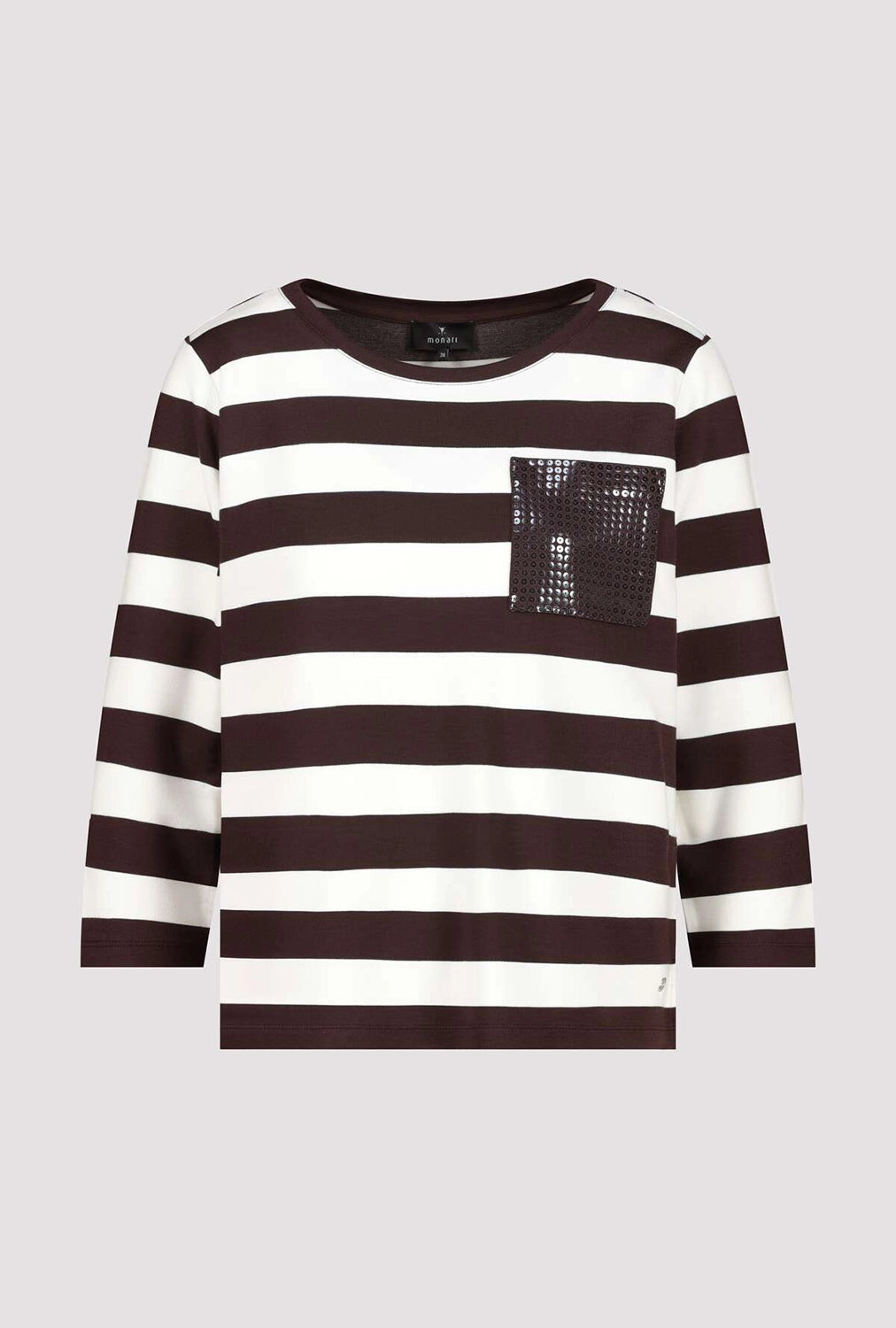 Monari Sweatshirt With Stripes in Dark Chocolate Striped 410146 - Pre-Order July Delivery