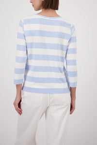 Monari Sweatshirt With Stripes in Light Sky Striped 410146 - Pre-Order July Delivery