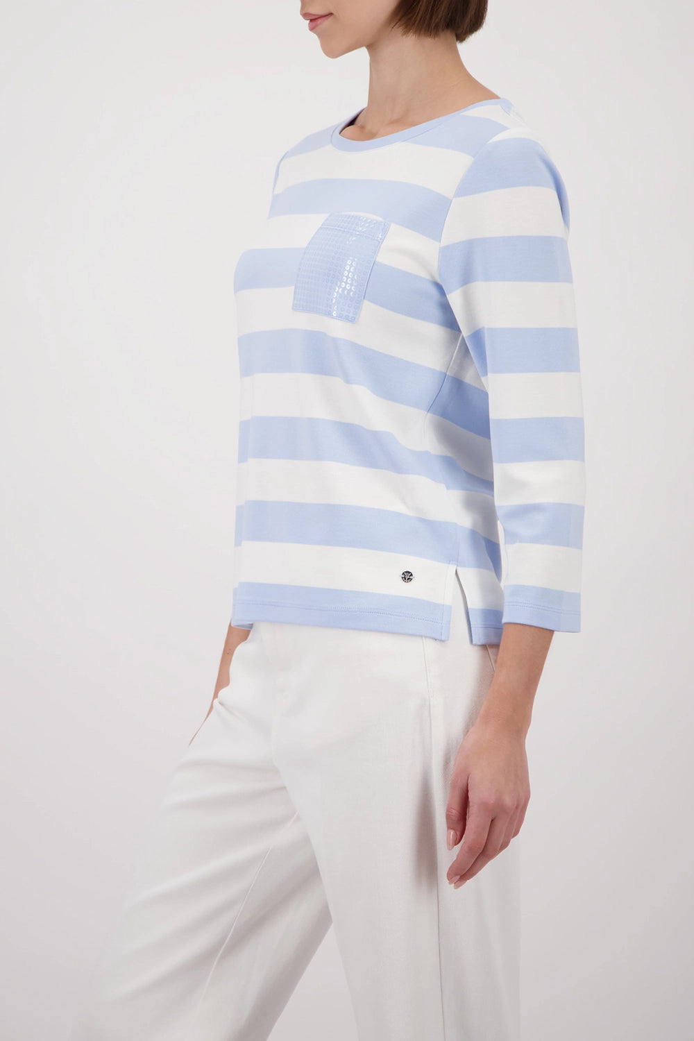 Monari Sweatshirt With Stripes in Light Sky Striped 410146 - Pre-Order July Delivery