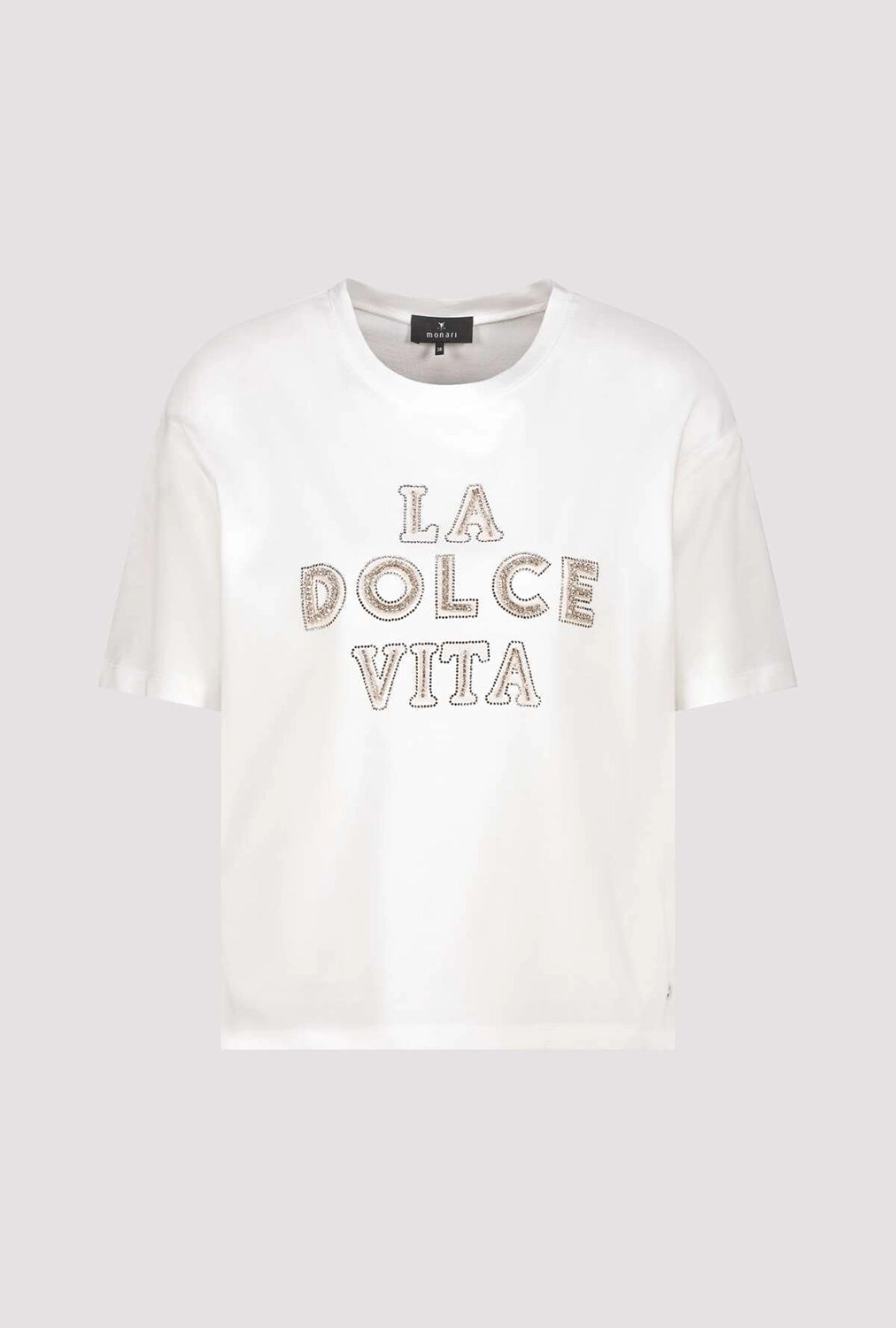 Monari T-Shirt With Decorative Lettering in Off-White 410183 - Pre-Order July Delivery