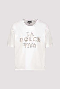 Monari T-Shirt With Decorative Lettering in Off-White 410183 - Pre-Order July Delivery