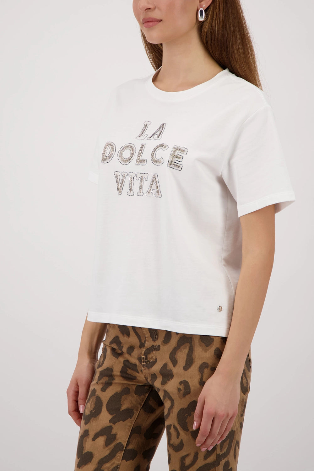 Monari T-Shirt With Decorative Lettering in Off-White 410183 - Pre-Order July Delivery