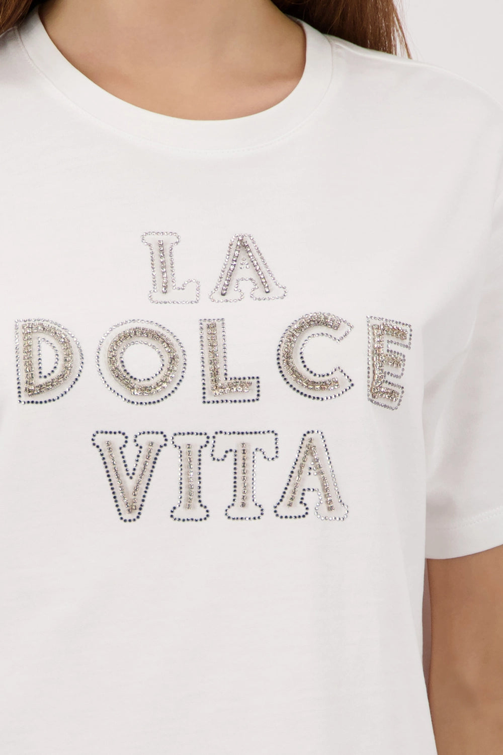 Monari T-Shirt With Decorative Lettering in Off-White 410183 - Pre-Order July Delivery