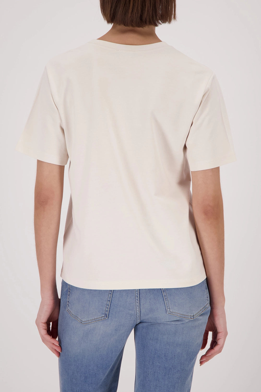 Monari T-Shirt With Decorative Lettering in Champagne Beige 410183 - Pre-Order July Delivery