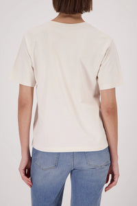 Monari T-Shirt With Decorative Lettering in Champagne Beige 410183 - Pre-Order July Delivery