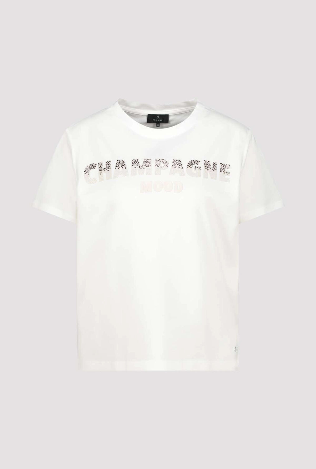 Monari T-Shirt With Rhinestones in Off-White 410196 - Pre-Order July Delivery