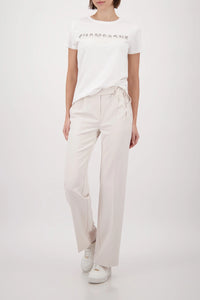 Monari T-Shirt With Rhinestones in Off-White 410196 - Pre-Order July Delivery