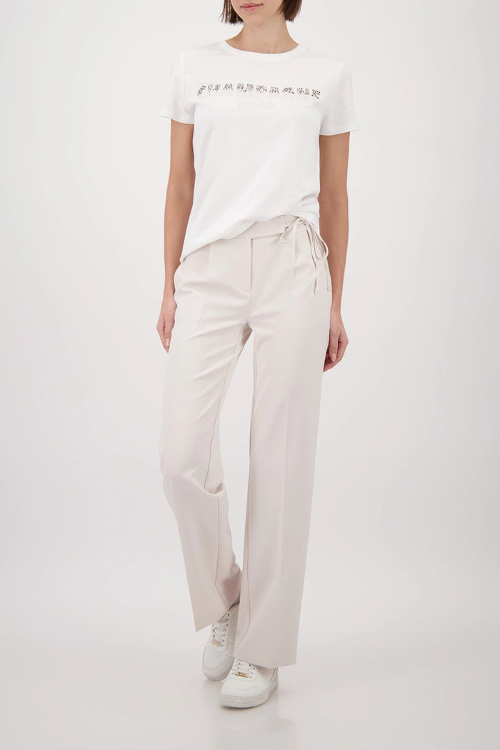 Monari T-Shirt With Rhinestones in Off-White 410196 - Pre-Order July Delivery