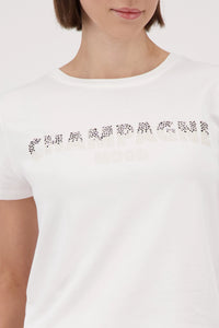 Monari T-Shirt With Rhinestones in Off-White 410196 - Pre-Order July Delivery
