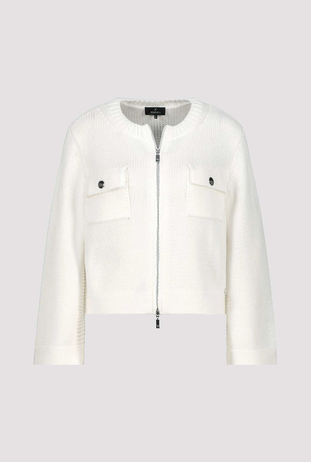 Monari Cardigan With Flap Pockets in Off-White 410209 - Pre-Order July Delivery