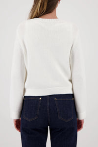 Monari Cardigan With Flap Pockets in Off-White 410209 - Pre-Order July Delivery