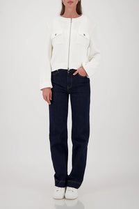 Monari Cardigan With Flap Pockets in Off-White 410209 - Pre-Order July Delivery