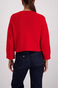 Monari Cardigan With Flap Pockets in Chilli Pepper 410209 - Pre-Order July Delivery
