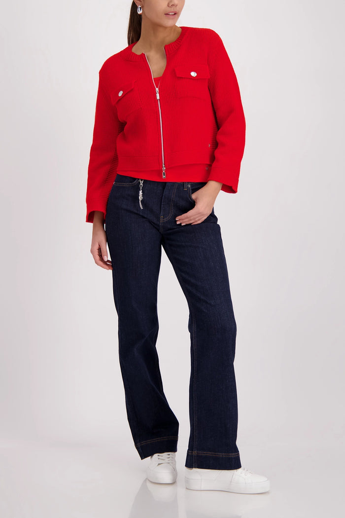 Monari Cardigan With Flap Pockets in Chilli Pepper 410209 - Pre-Order July Delivery