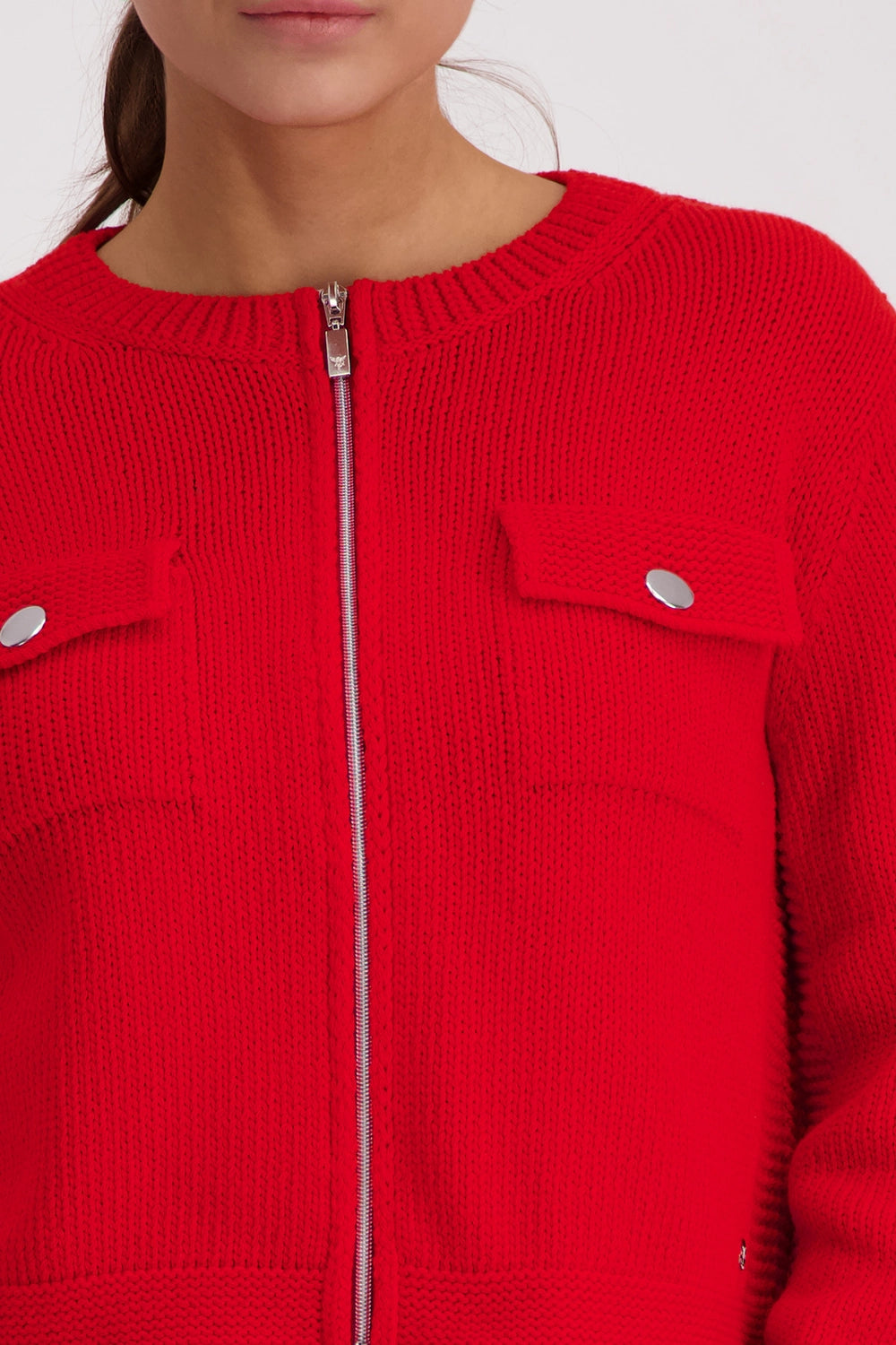 Monari Cardigan With Flap Pockets in Chilli Pepper 410209 - Pre-Order July Delivery