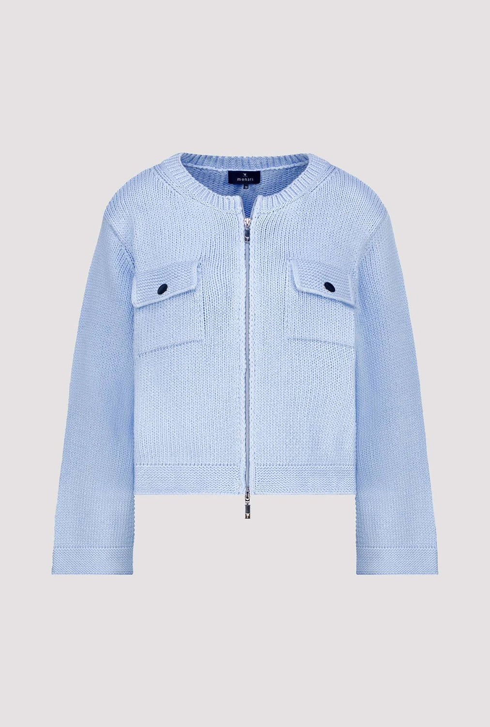 Monari Cardigan With Flap Pockets in Light Sky 410209 - Pre-Order July Delivery