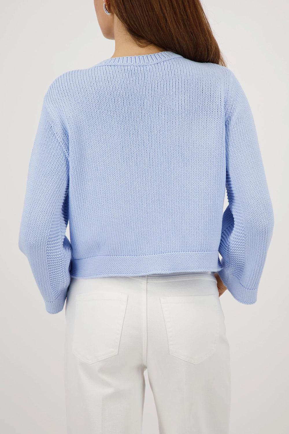 Monari Cardigan With Flap Pockets in Light Sky 410209 - Pre-Order July Delivery