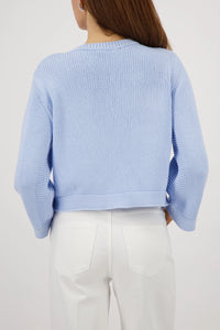 Monari Cardigan With Flap Pockets in Light Sky 410209 - Pre-Order July Delivery