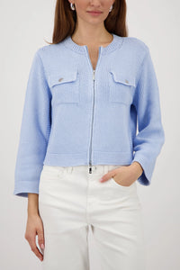 Monari Cardigan With Flap Pockets in Light Sky 410209 - Pre-Order July Delivery