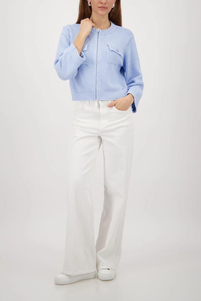 Monari Cardigan With Flap Pockets in Light Sky 410209 - Pre-Order July Delivery