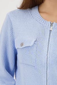 Monari Cardigan With Flap Pockets in Light Sky 410209 - Pre-Order July Delivery