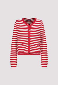 Monari Cardigan With Stripes in Chilli Pepper Striped 410216 - Pre-Order July Delivery