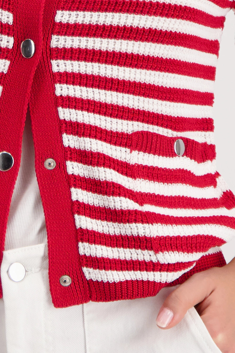 Monari Cardigan With Stripes in Chilli Pepper Striped 410216 - Pre-Order July Delivery