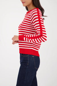 Monari Striped Jumper in Chilli Pepper Striped 410217 - Pre-Order July Delivery