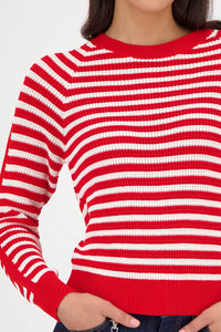 Monari Striped Jumper in Chilli Pepper Striped 410217 - Pre-Order July Delivery