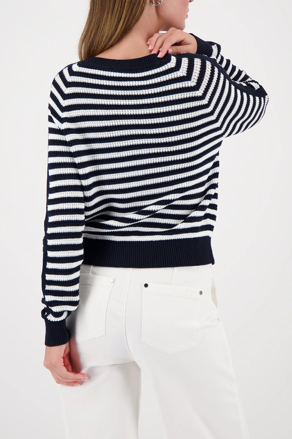 Monari Striped Jumper in Marine Striped 410217 - Pre-Order July Delivery
