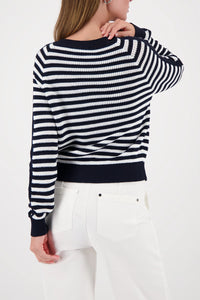Monari Striped Jumper in Marine Striped 410217 - Pre-Order July Delivery