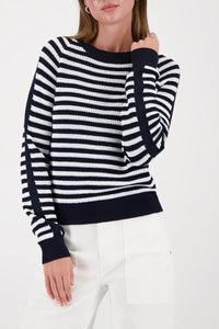 Monari Striped Jumper in Marine Striped 410217 - Pre-Order July Delivery