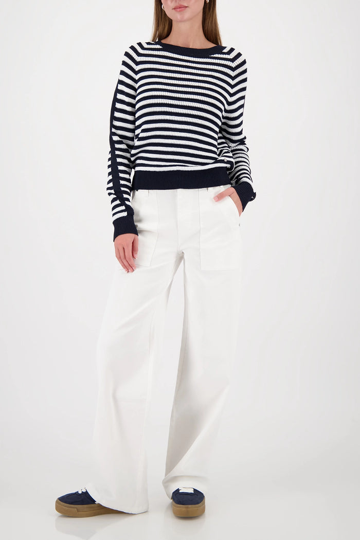 Monari Striped Jumper in Marine Striped 410217 - Pre-Order July Delivery