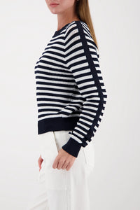 Monari Striped Jumper in Marine Striped 410217 - Pre-Order July Delivery
