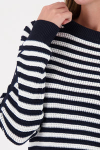 Monari Striped Jumper in Marine Striped 410217 - Pre-Order July Delivery