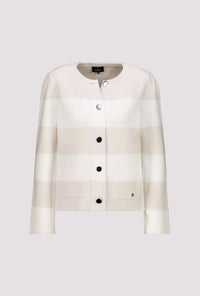 Monari Knitted Cardigan With Stripes in Champagne Beige Stripe 410305