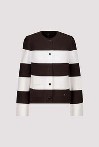 Monari Knitted Cardigan With Stripes in Dark Chocolate Striped 410305 - Pre-Order July Delivery
