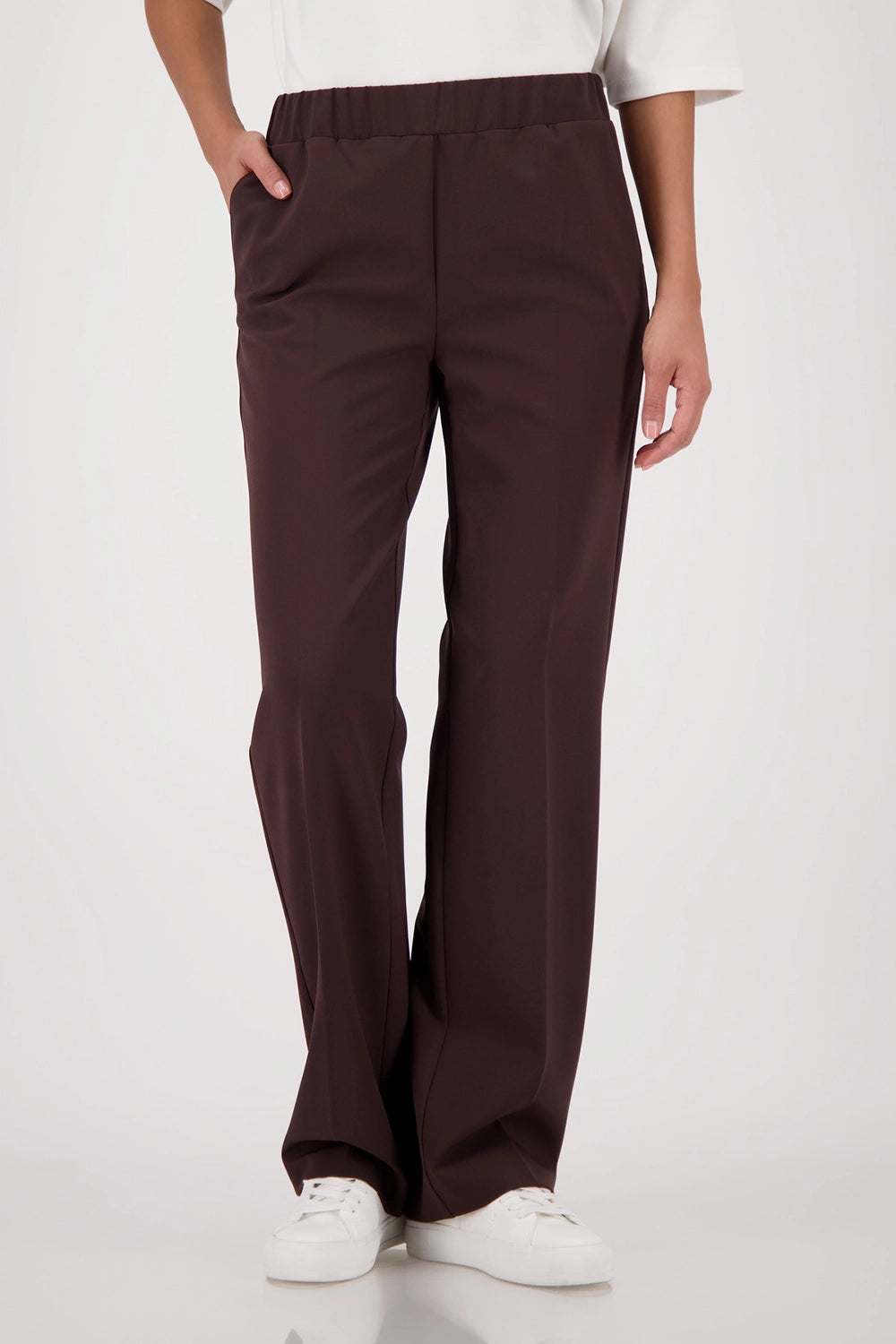 Monari Straight-Leg Pants in Dark Chocolate 410328 - Pre-Order July Delivery