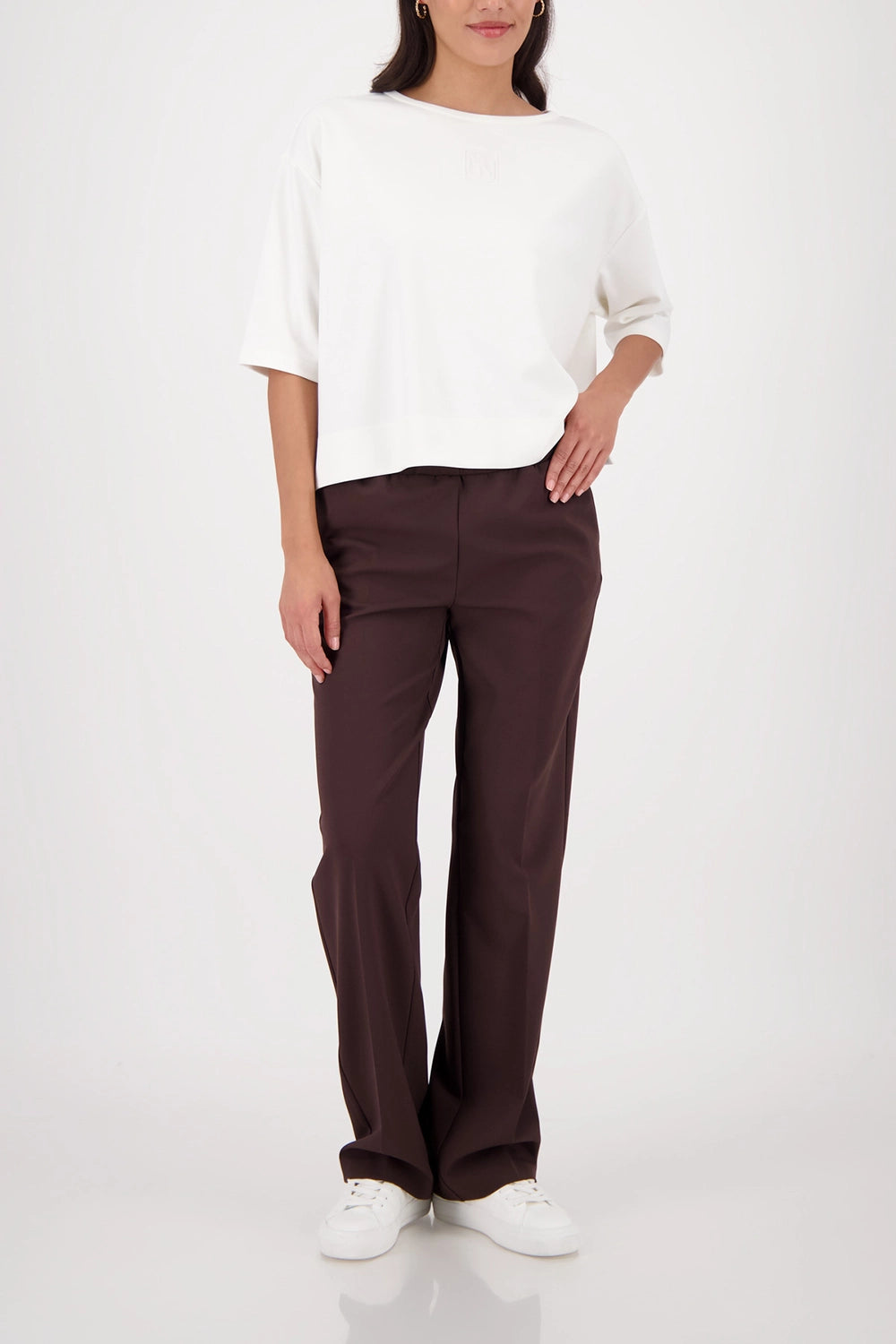 Monari Straight-Leg Pants in Dark Chocolate 410328 - Pre-Order July Delivery