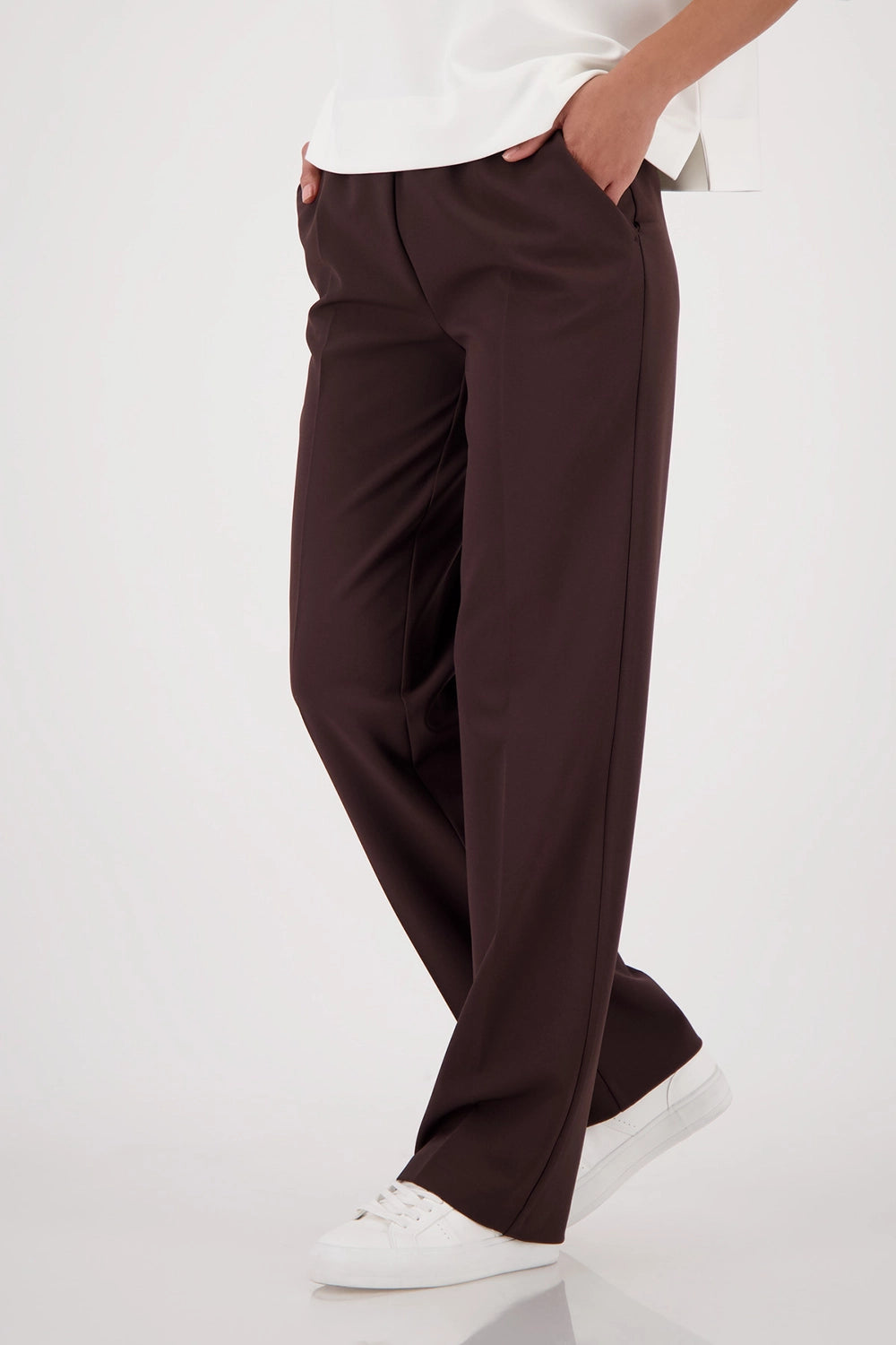 Monari Straight-Leg Pants in Dark Chocolate 410328 - Pre-Order July Delivery