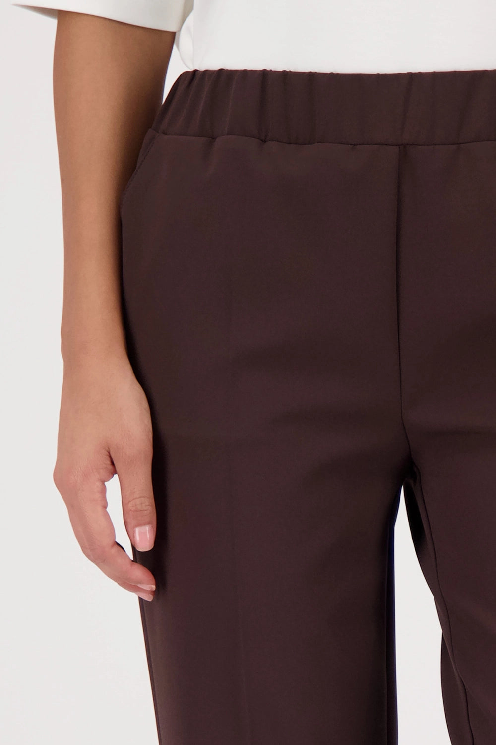 Monari Straight-Leg Pants in Dark Chocolate 410328 - Pre-Order July Delivery