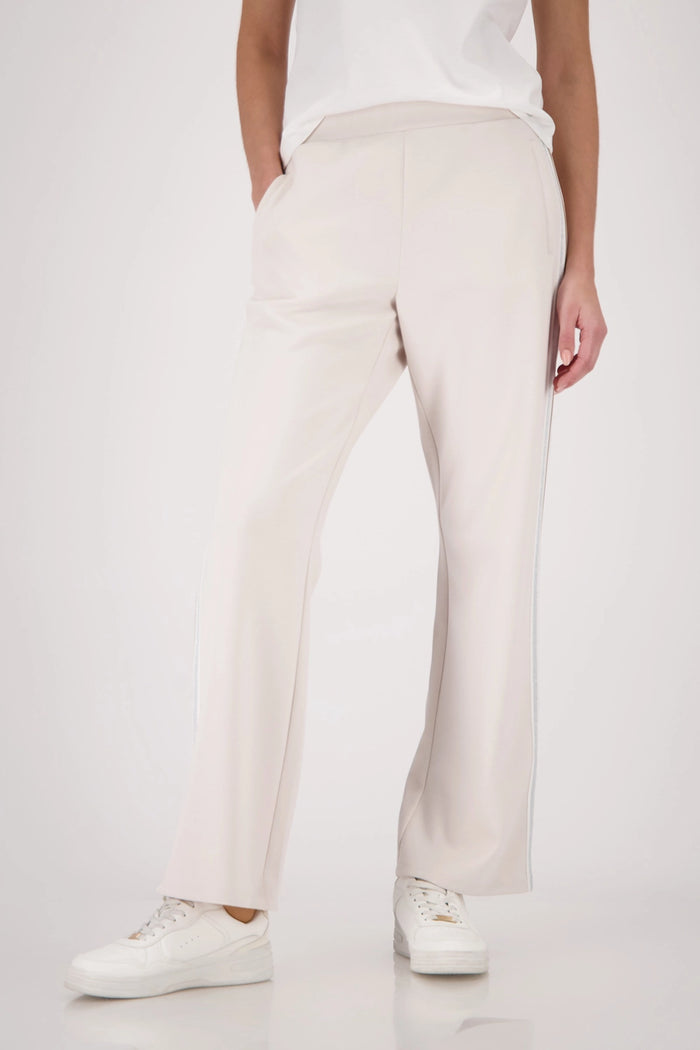 Monari Joggers With Lurex Stripes in Champagne Beige 410336 - Pre-Order July Delivery