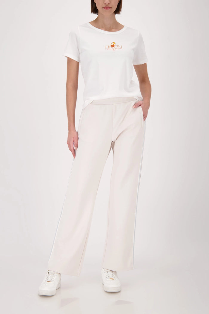 Monari Joggers With Lurex Stripes in Champagne Beige 410336 - Pre-Order July Delivery