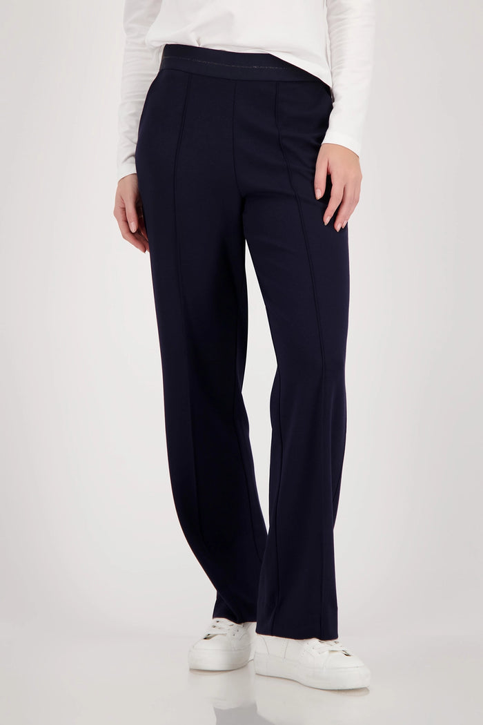 Monari Pants With Glitter Stripe in Marine 410347 - Pre-Order July Delivery