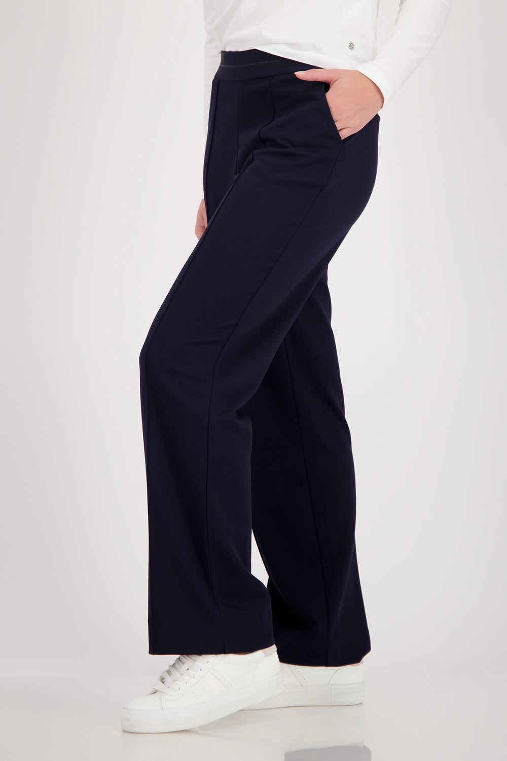Monari Pants With Glitter Stripe in Marine 410347 - Pre-Order July Delivery
