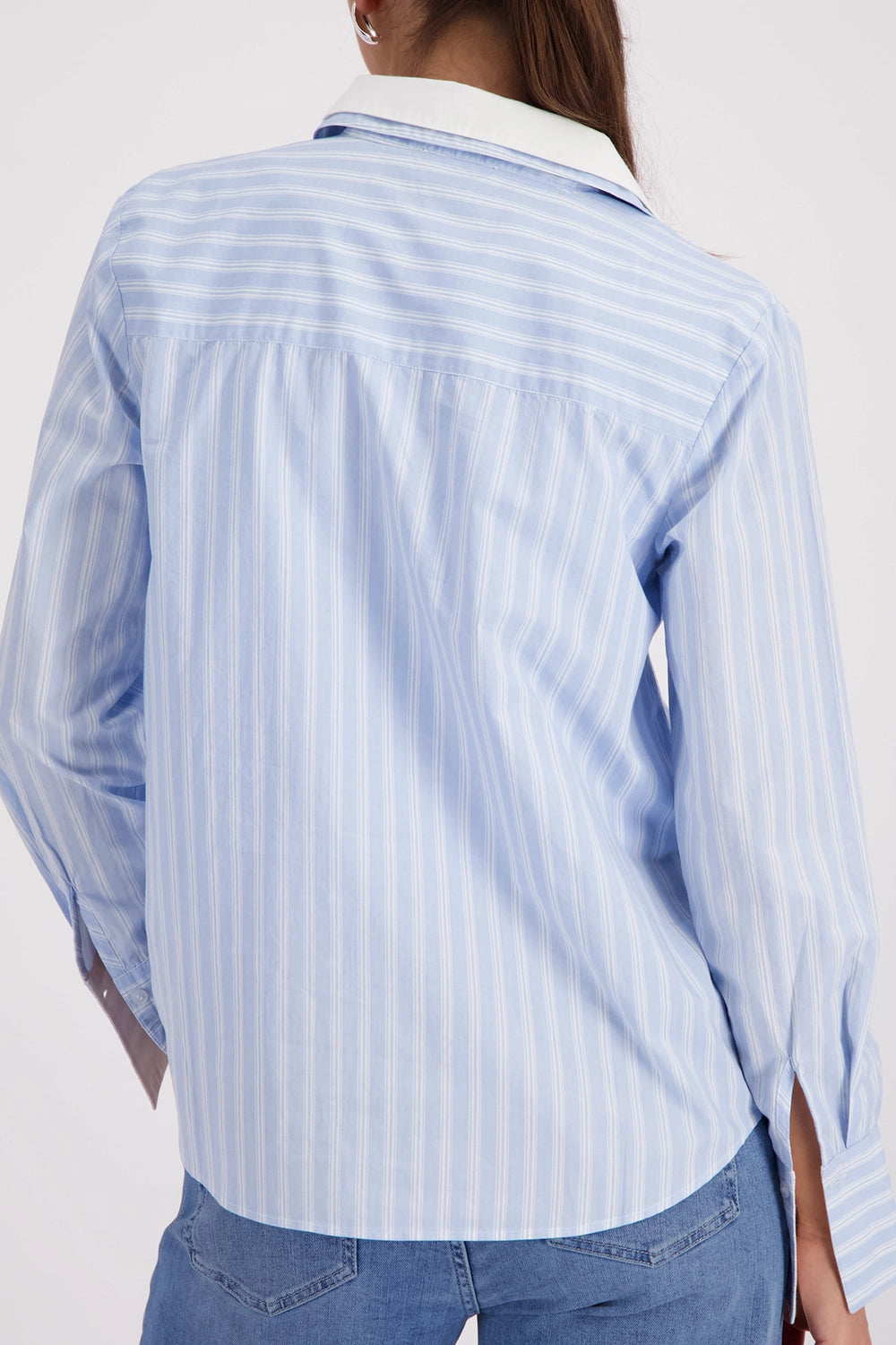Monari Striped Blouse in Light Sky Pattern 410358 - Pre-Order July Delivery