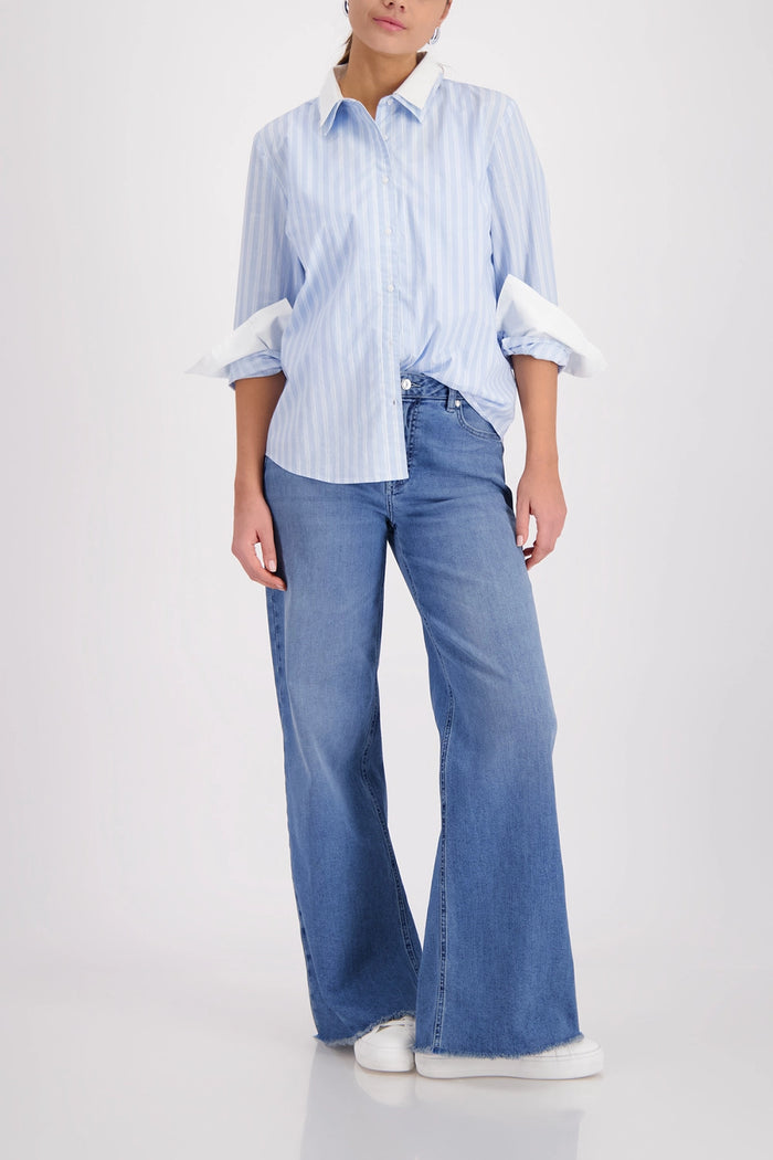 Monari Striped Blouse in Light Sky Pattern 410358 - Pre-Order July Delivery