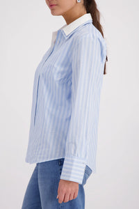 Monari Striped Blouse in Light Sky Pattern 410358 - Pre-Order July Delivery