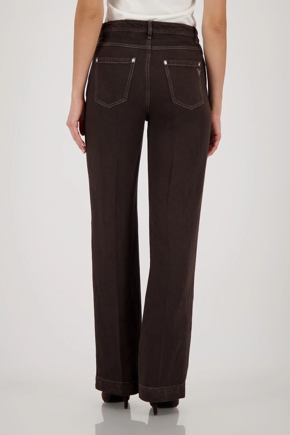 Monari Straight-Leg Pants in Dark Chocolate 410361 - Pre-Order July Delivery