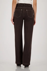 Monari Straight-Leg Pants in Dark Chocolate 410361 - Pre-Order July Delivery